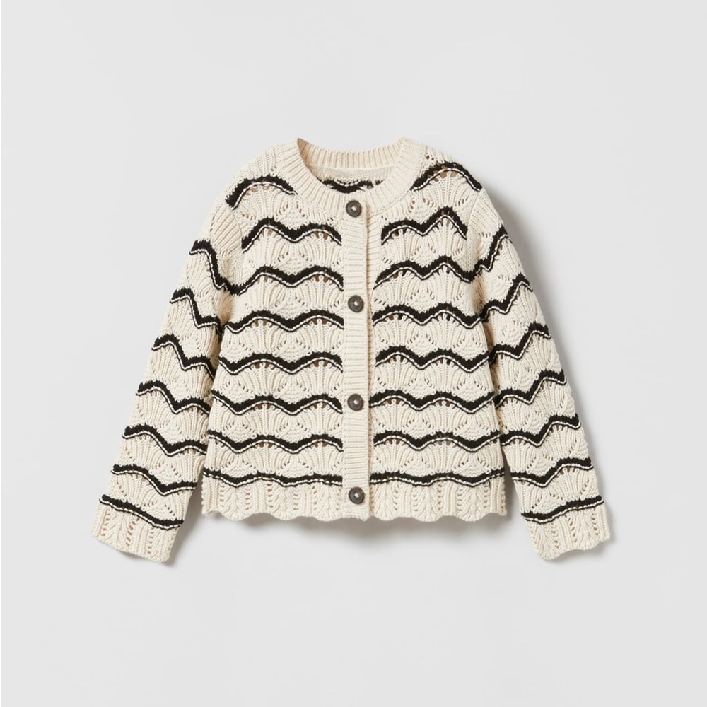 Zara kids eyelet scalloped knit cardigan and shorts set 3-4 years
